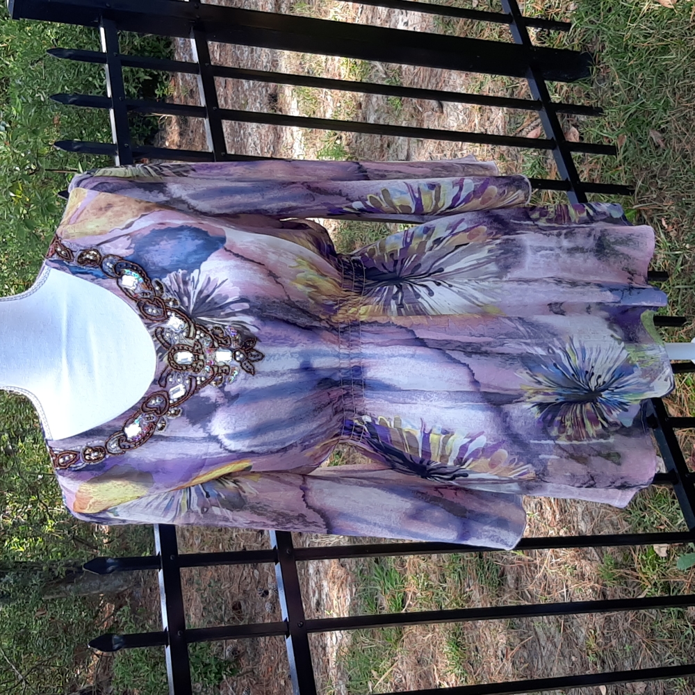 Mushbaby Small Sienna Rose embellished tunic long flared sleeve